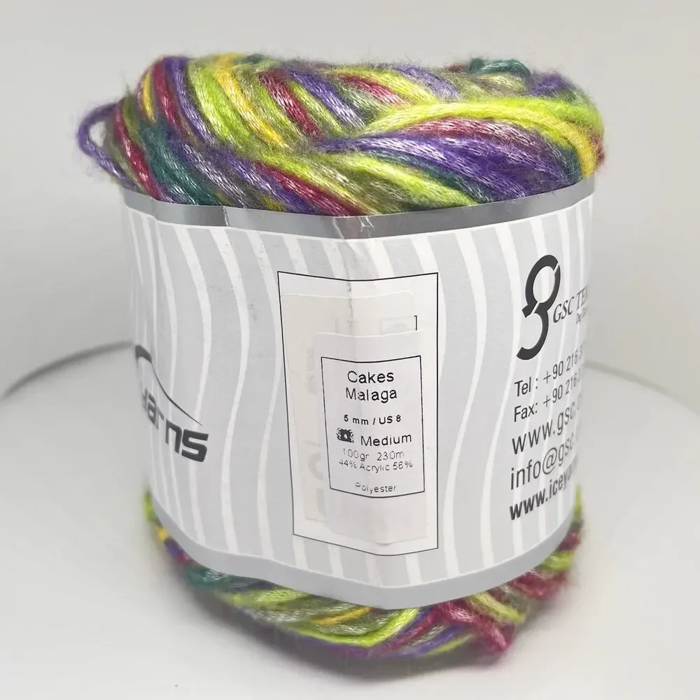 ICE Yarns Cakes Malaga Yarn, Green Pink Teal Purple